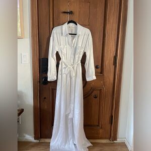 L’Agence White Silky Maxi Shirtdress